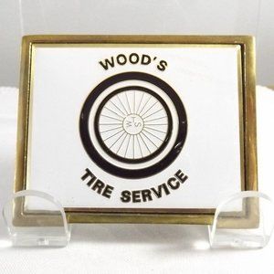 Wood's Tire Service Solid Brass Belt Buckle